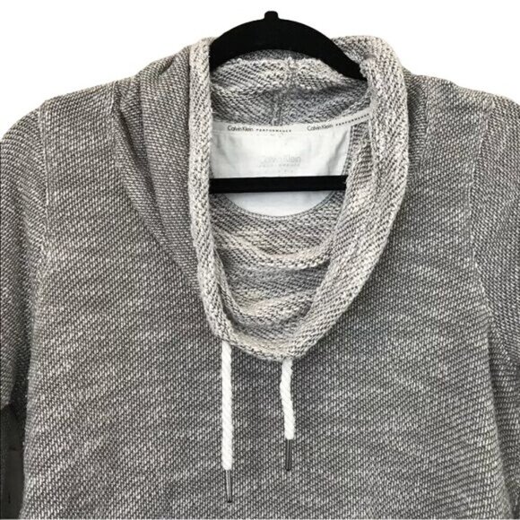 Calvin Klein Size S Cowl Neck Oversize Gray Sweatshirt Performance Quick Dry - Picture 2 of 7